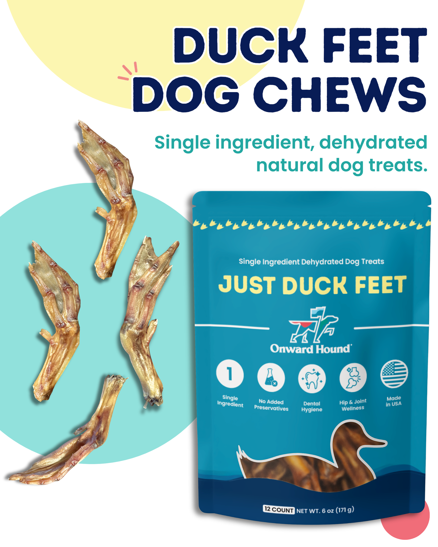 Onward Hound Just Duck Feet – Single Ingredient Natural Dog Chews