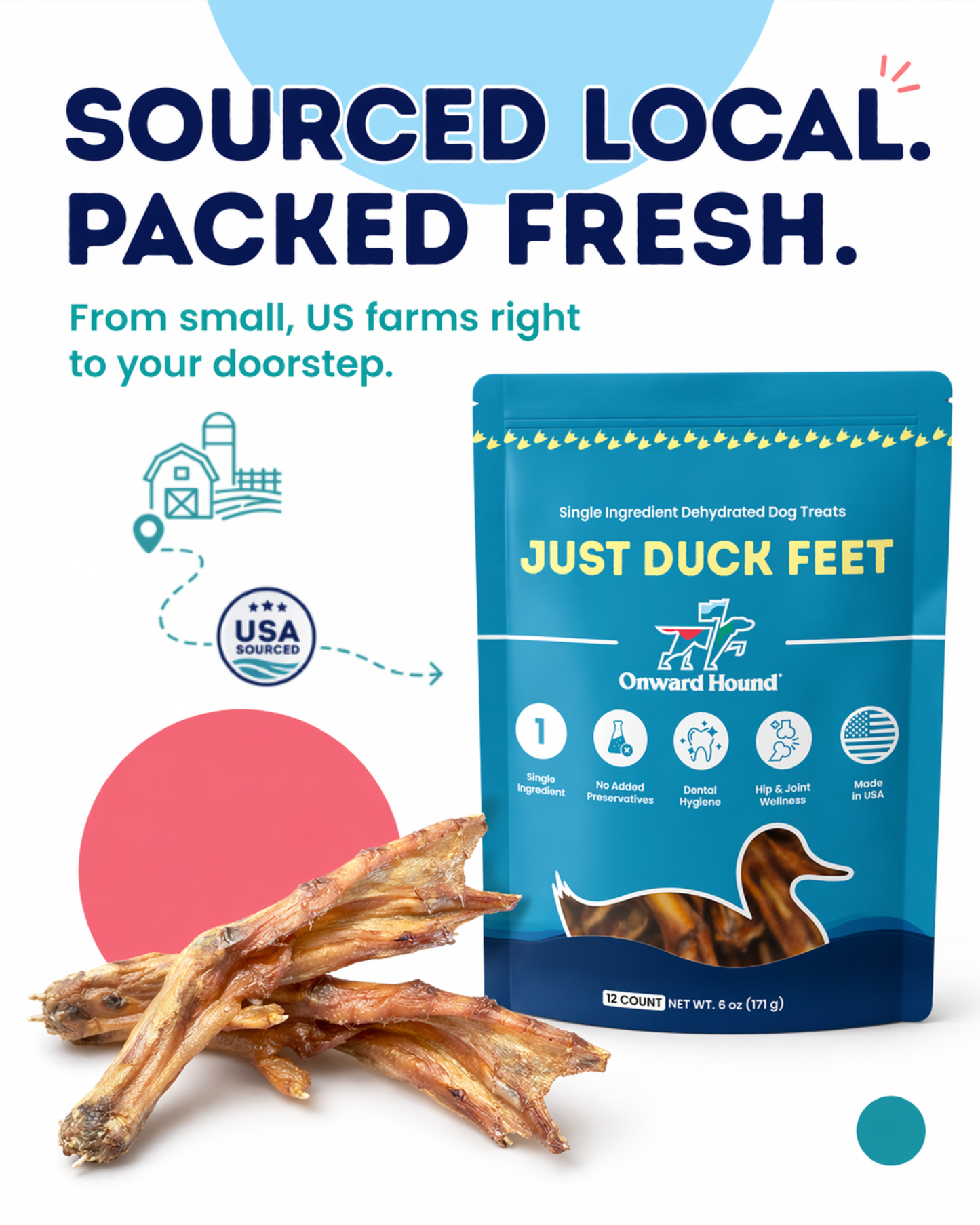 Onward Hound Just Duck Feet – Single Ingredient Natural Dog Chews